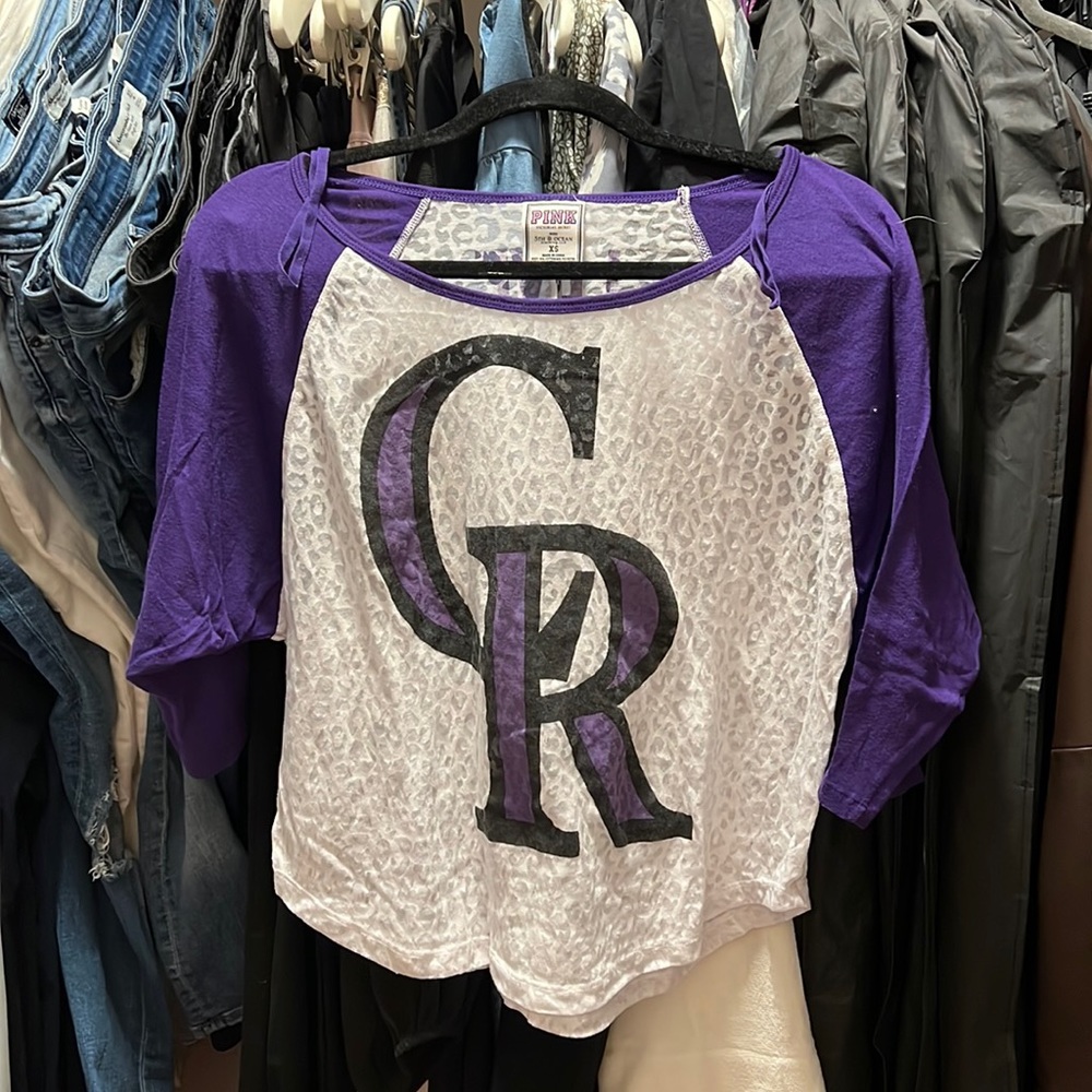 PINK Colorado Rockies Baseball Shirt - XS